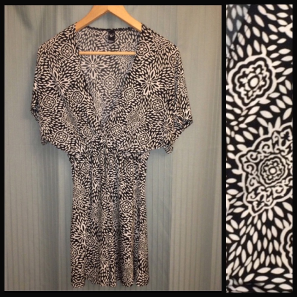 Black & White Low Cut Dress Blouse